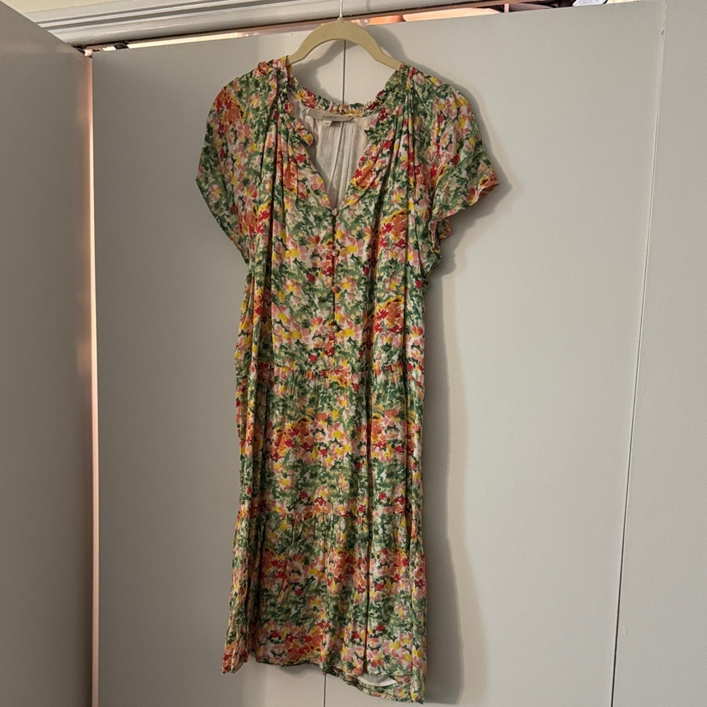 LOFT Vibrant Floral Midi Dress